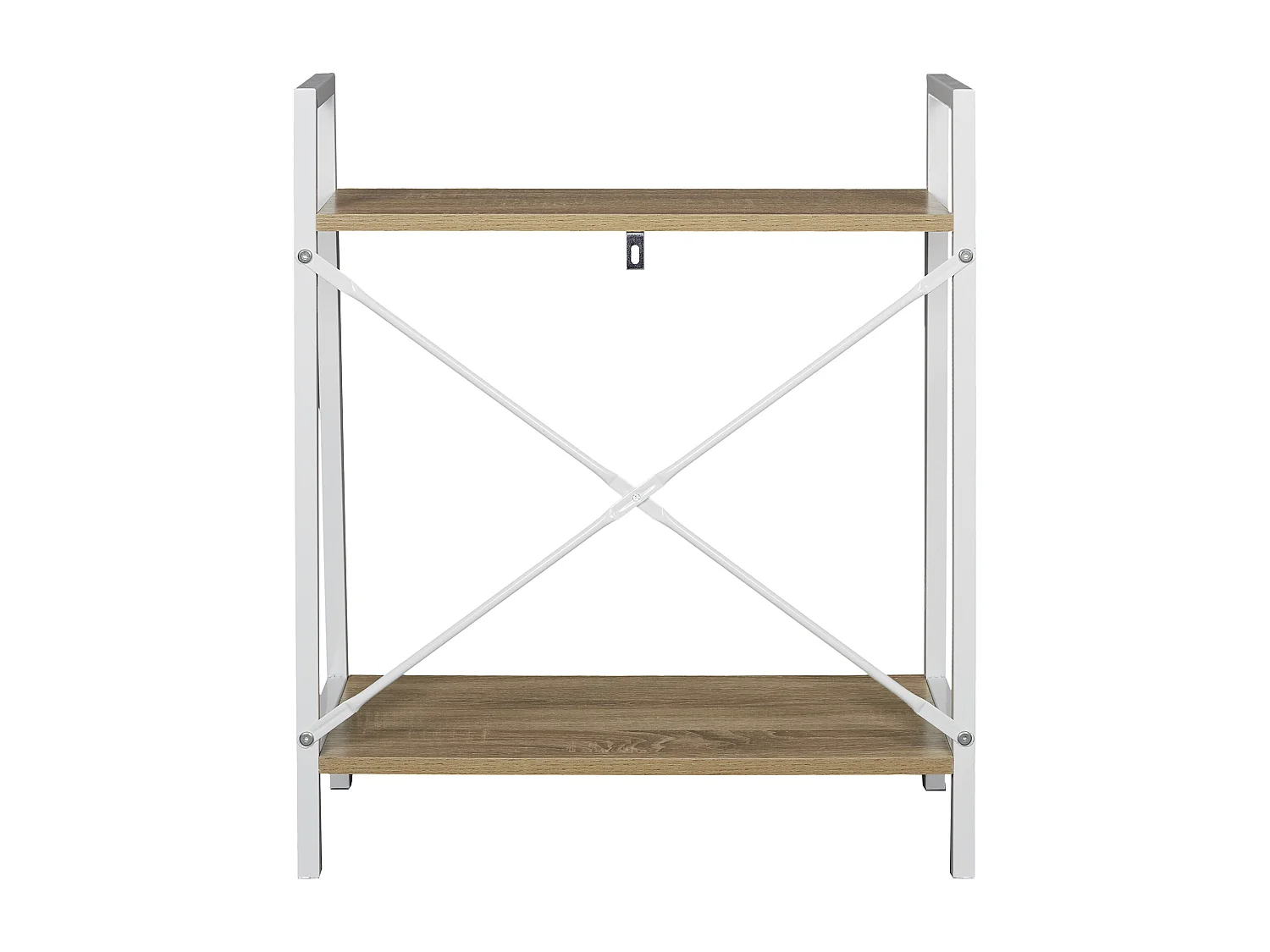 Etagere Bois Et Metal Blanc 70x60x27cm Marron, Blanc