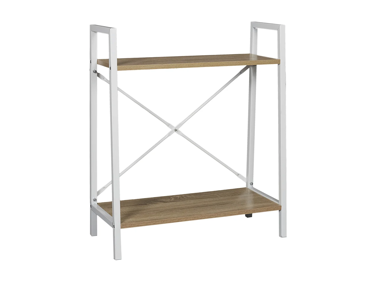 Etagere Bois Et Metal Blanc 70x60x27cm Marron, Blanc