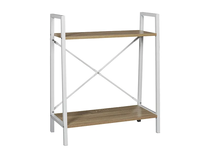 Etagere Bois Et Metal Blanc 70x60x27cm Marron, Blanc