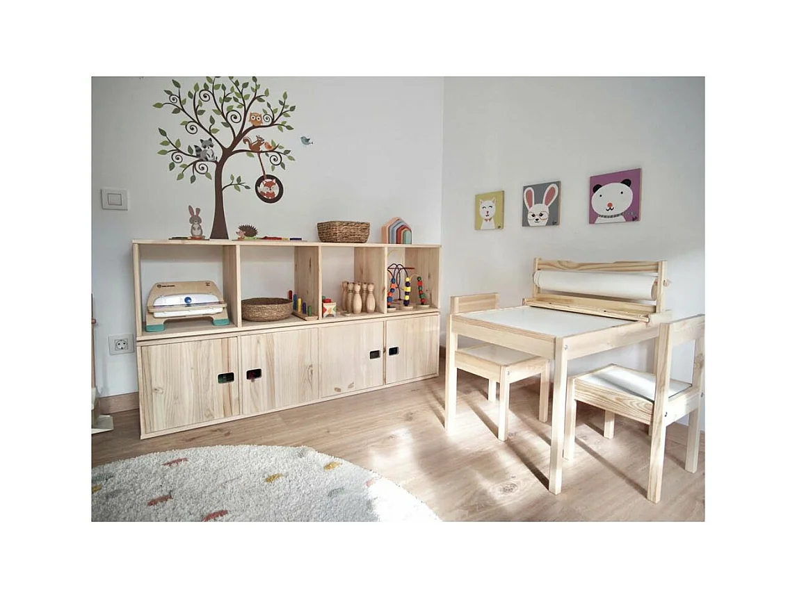 Mensola a cubetti in legno grezzo Dinamic 4 spazi