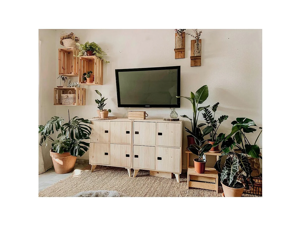 Mensola a cubetti in legno grezzo Dinamic 4 spazi