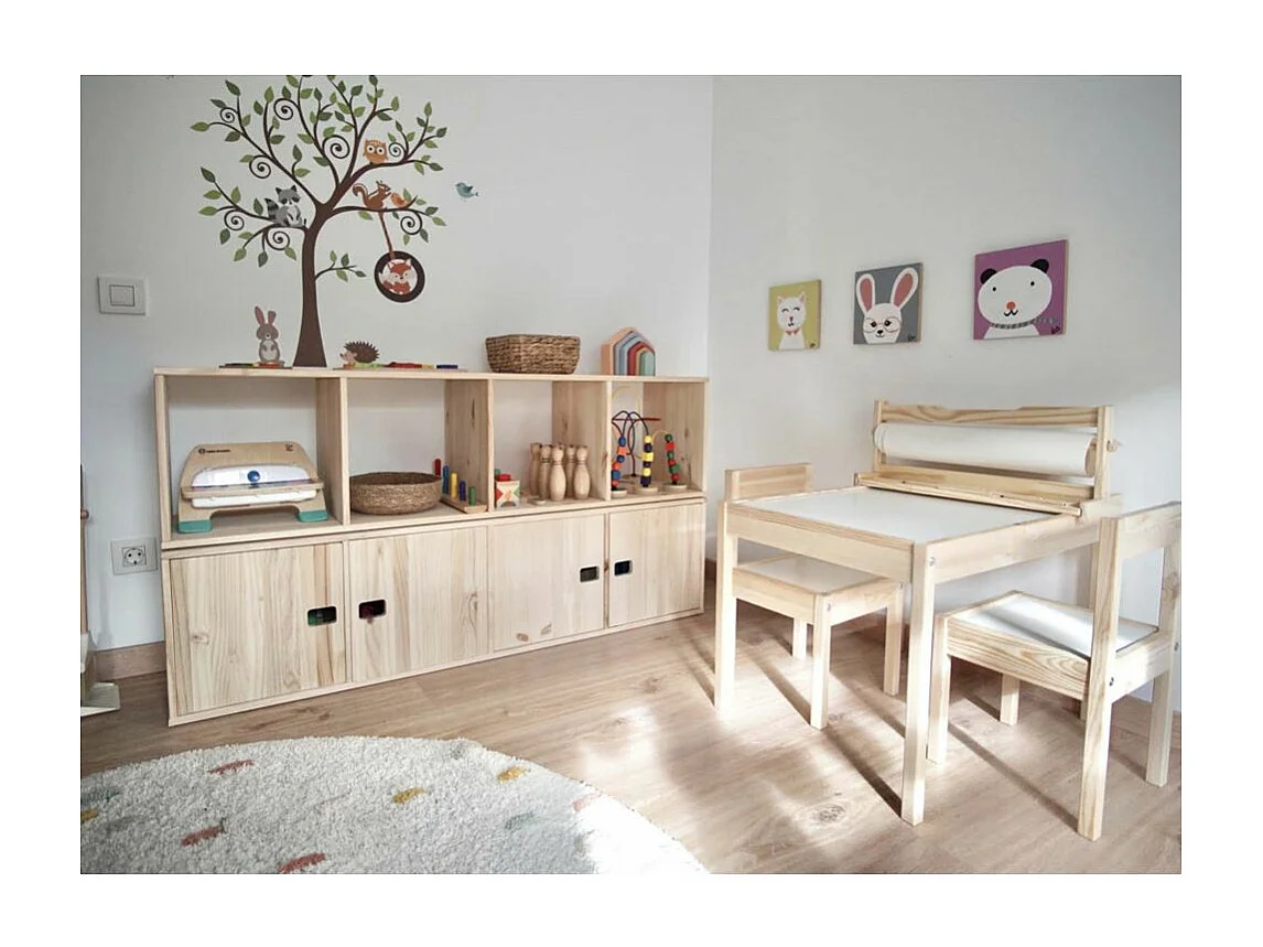 Étagère cubes en bois brut Dinamic 4 cases