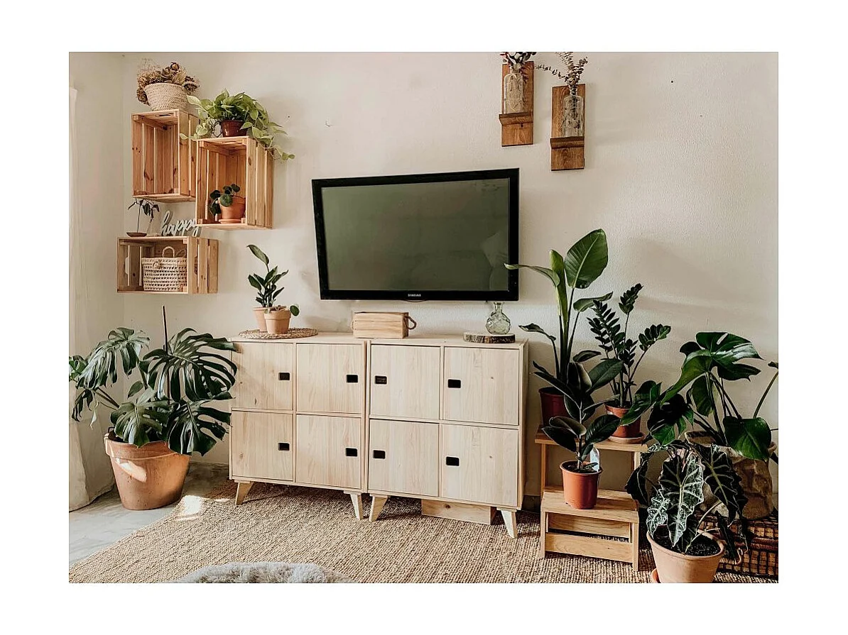 Étagère cubes en bois brut Dinamic 4 cases