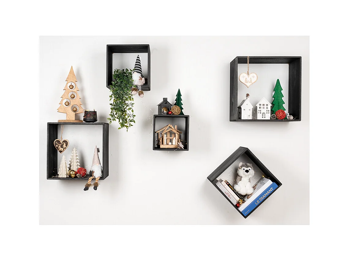 Étagères cube en bois de paulownia (Lot de 5)