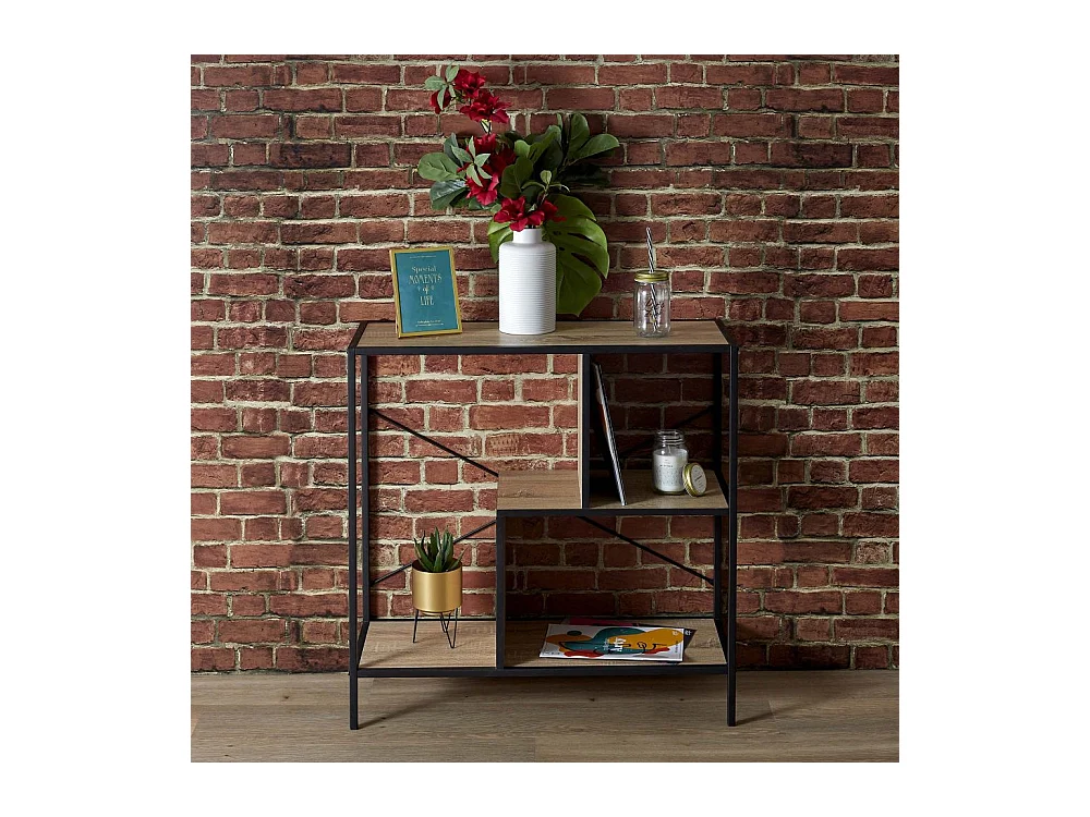 Etagere Edison 80x30x79.5cm Noir, Marron