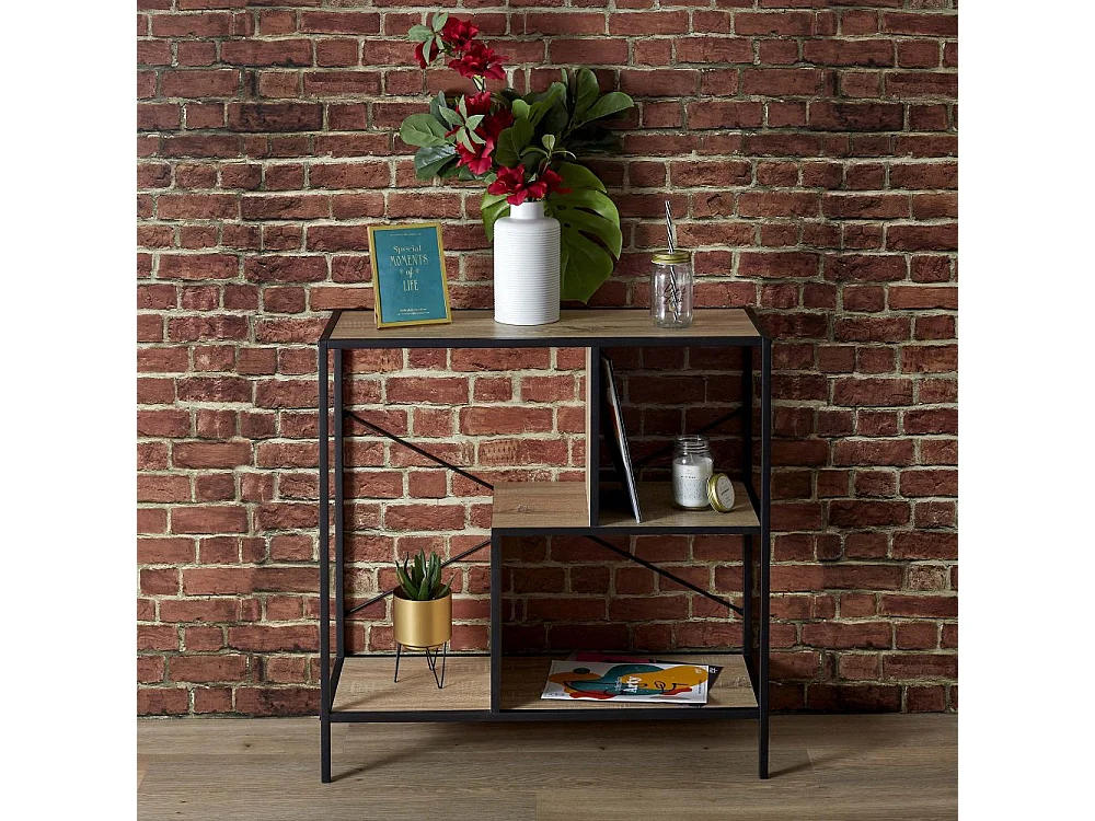 Etagere Edison 80x30x79.5cm Noir, Marron