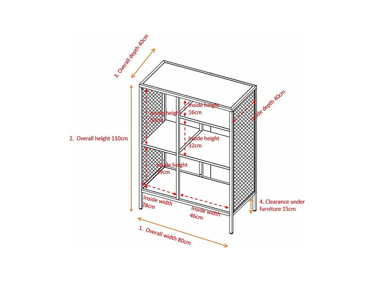 Étagère 3 Niveaux en Métal "Misha" 110cm Gris