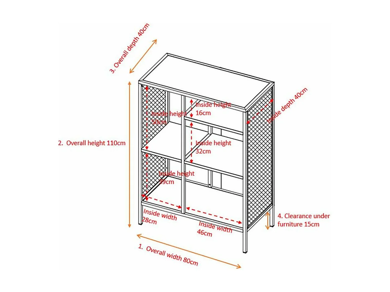 Étagère 3 Niveaux en Métal "Misha" 110cm Gris