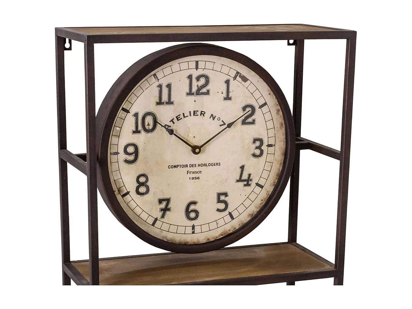 Etagère murale avec pendule en fer et bois 45 x 20 x 100.5 cm