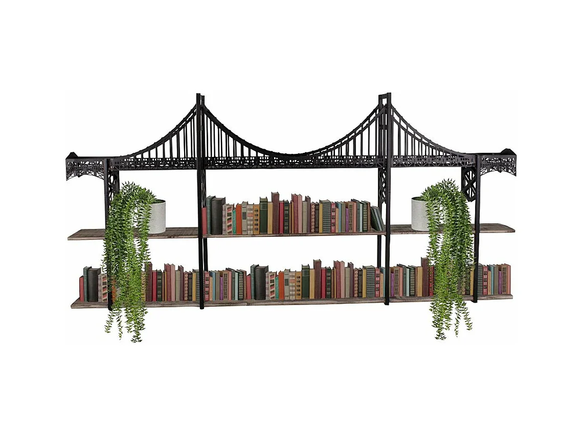 Etagères en bois et fer Pont 146.5 x 13 x 70 cm
