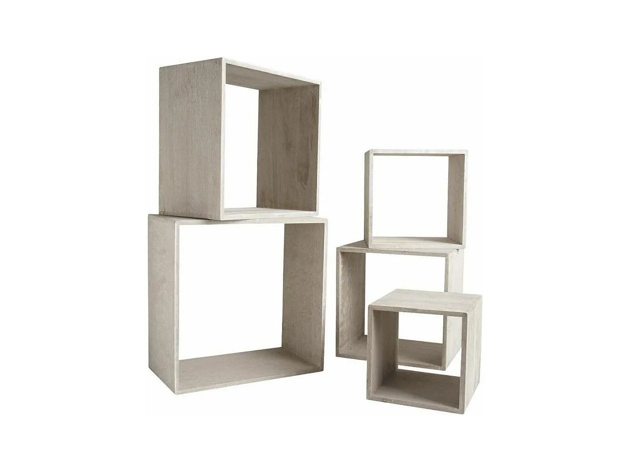 Étagères cube en bois de paulownia (Lot de 5)