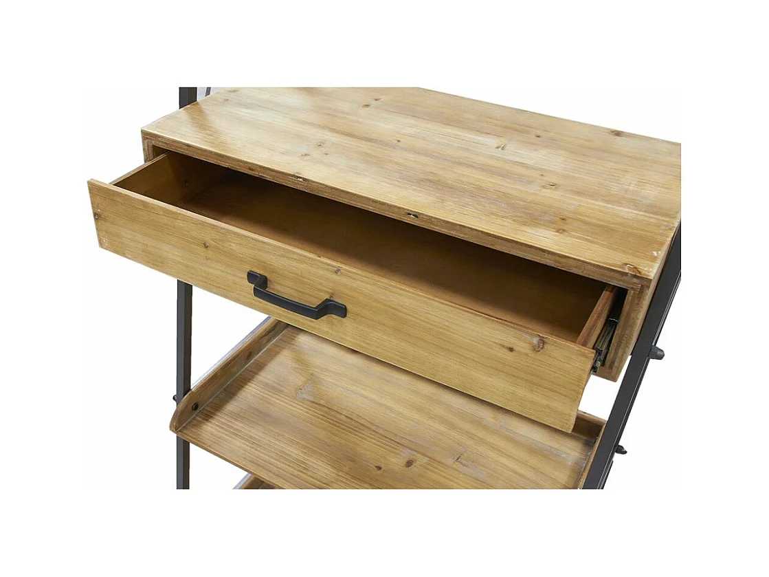 Etagère en pin et métal 1 tiroir