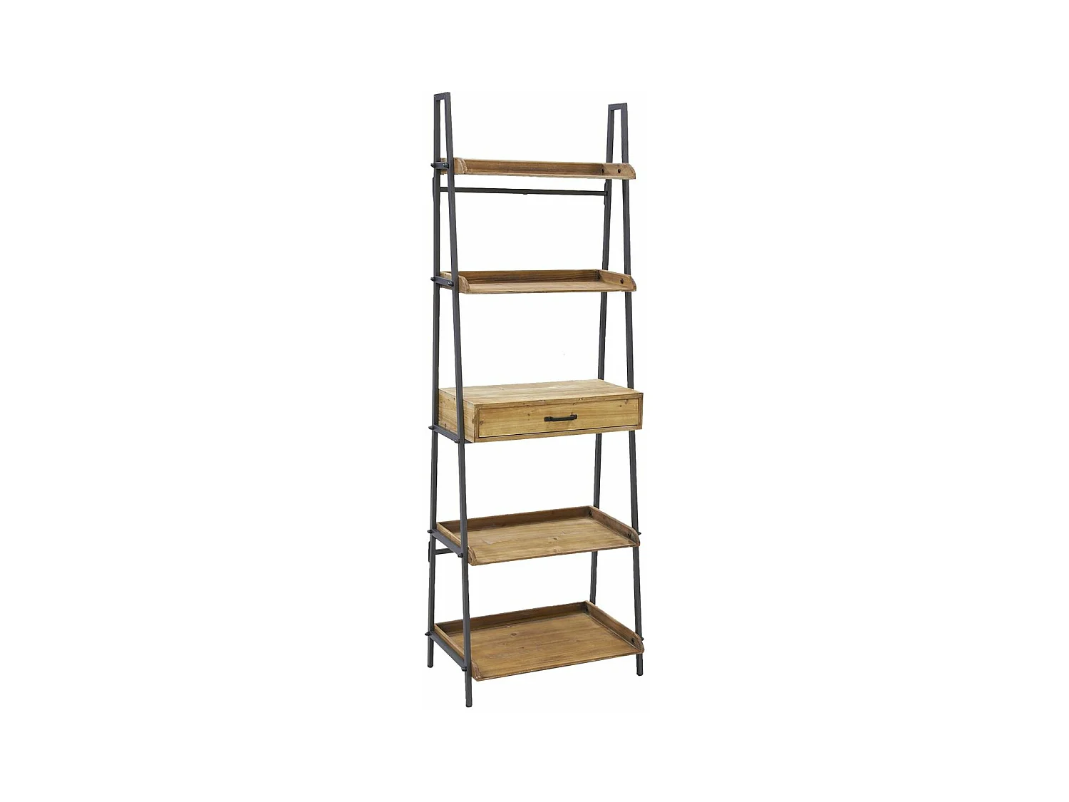 Etagère en pin et métal 1 tiroir
