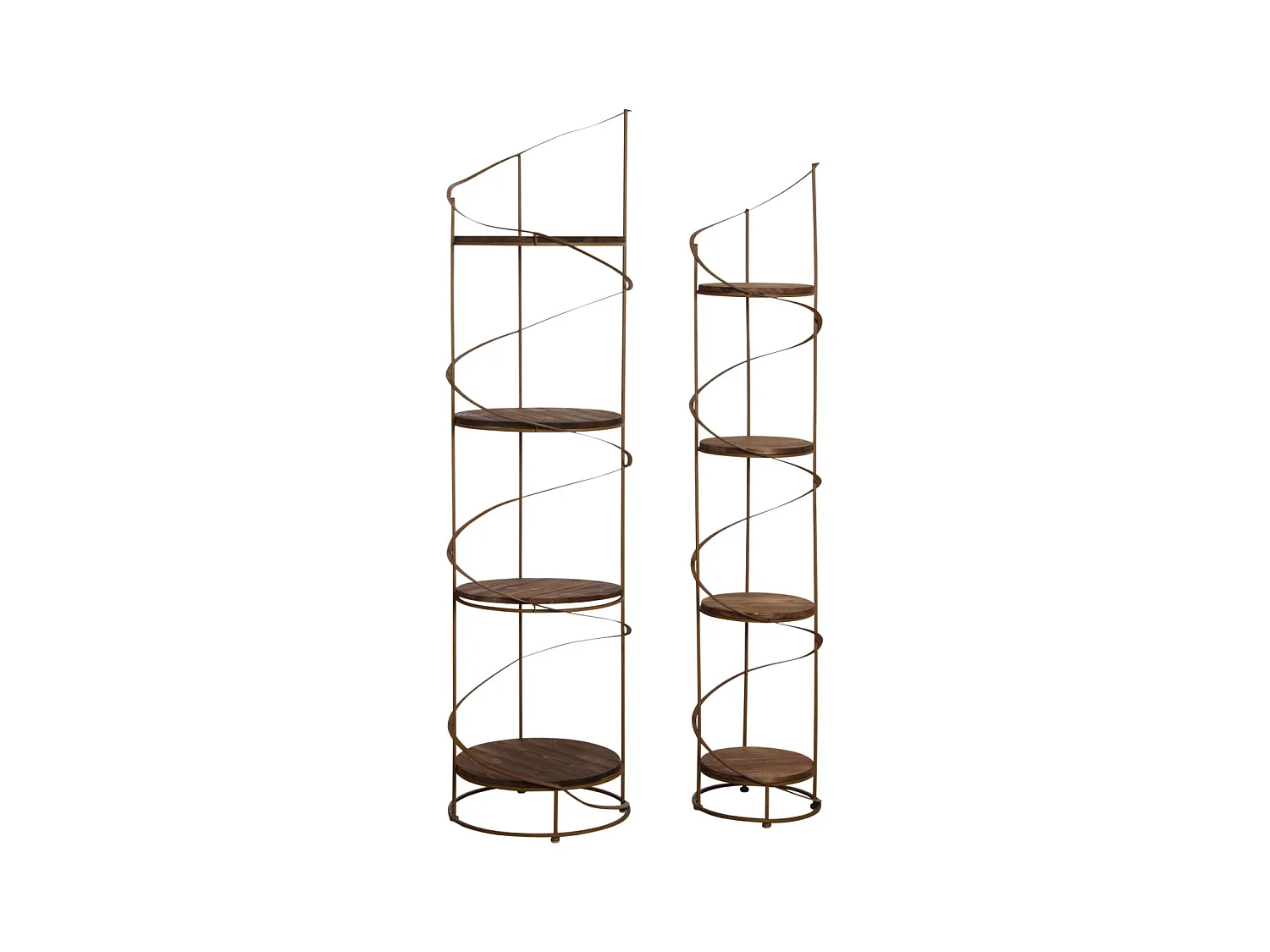 Étagère ronde en bois et métal (Lot de 2)