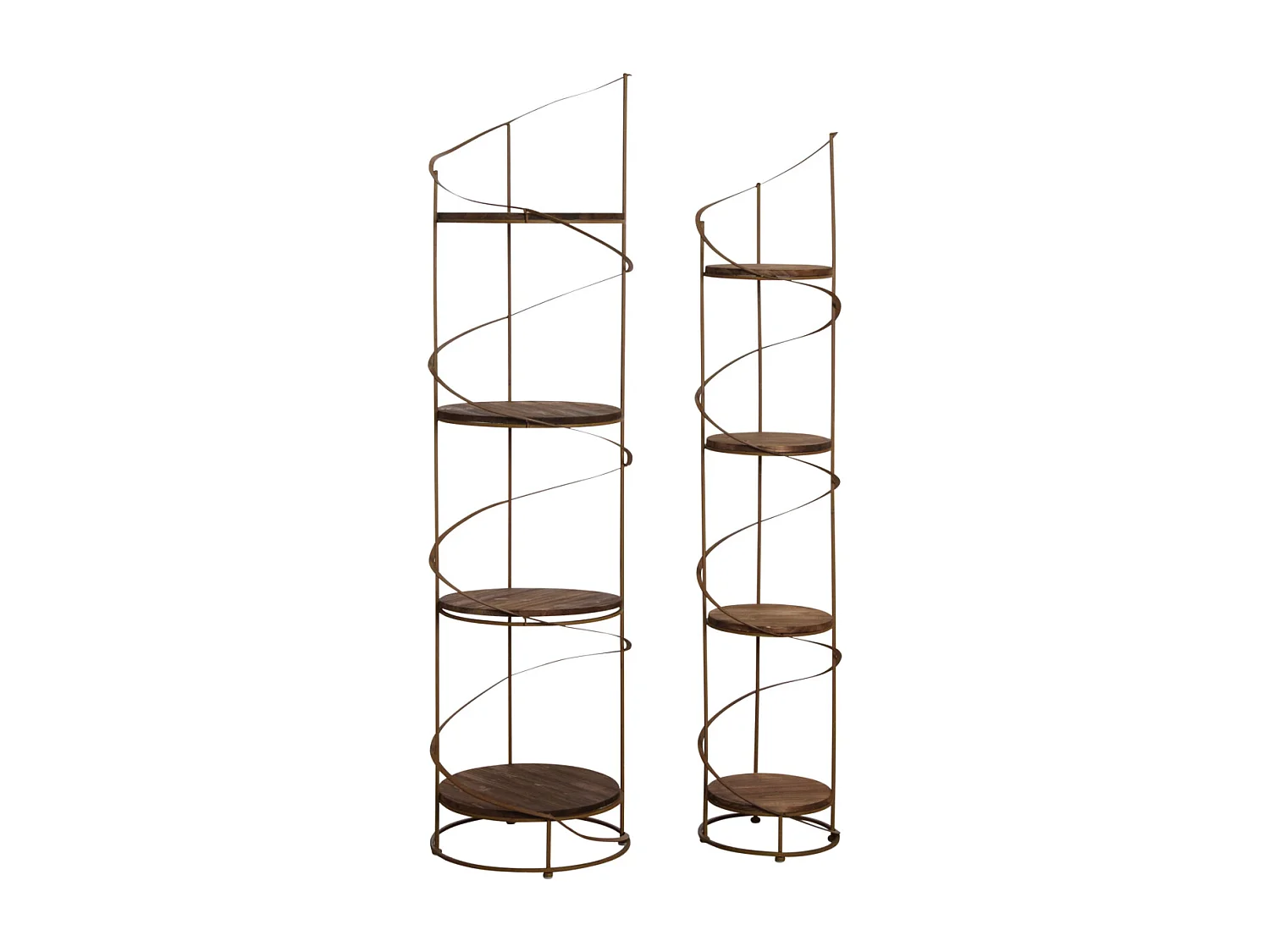 Étagère ronde en bois et métal (Lot de 2)