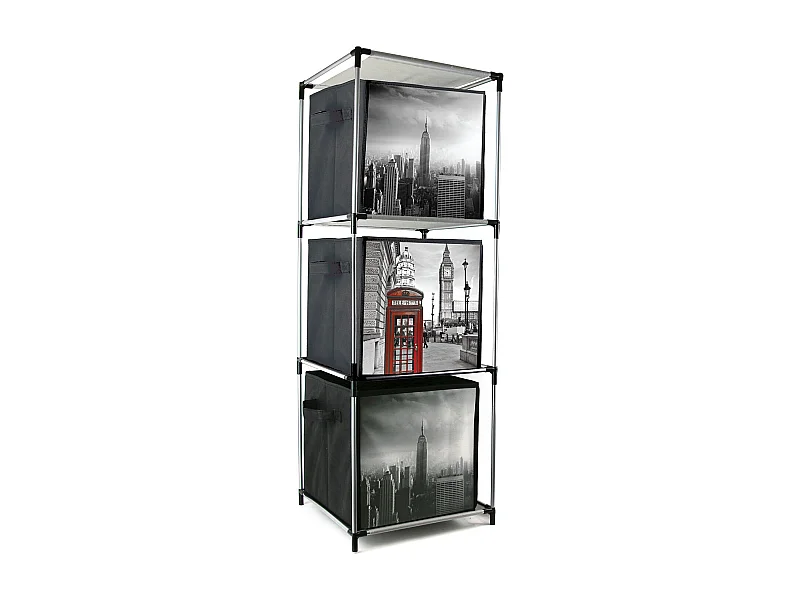 Etagere 3 Casiers Gris, Noir