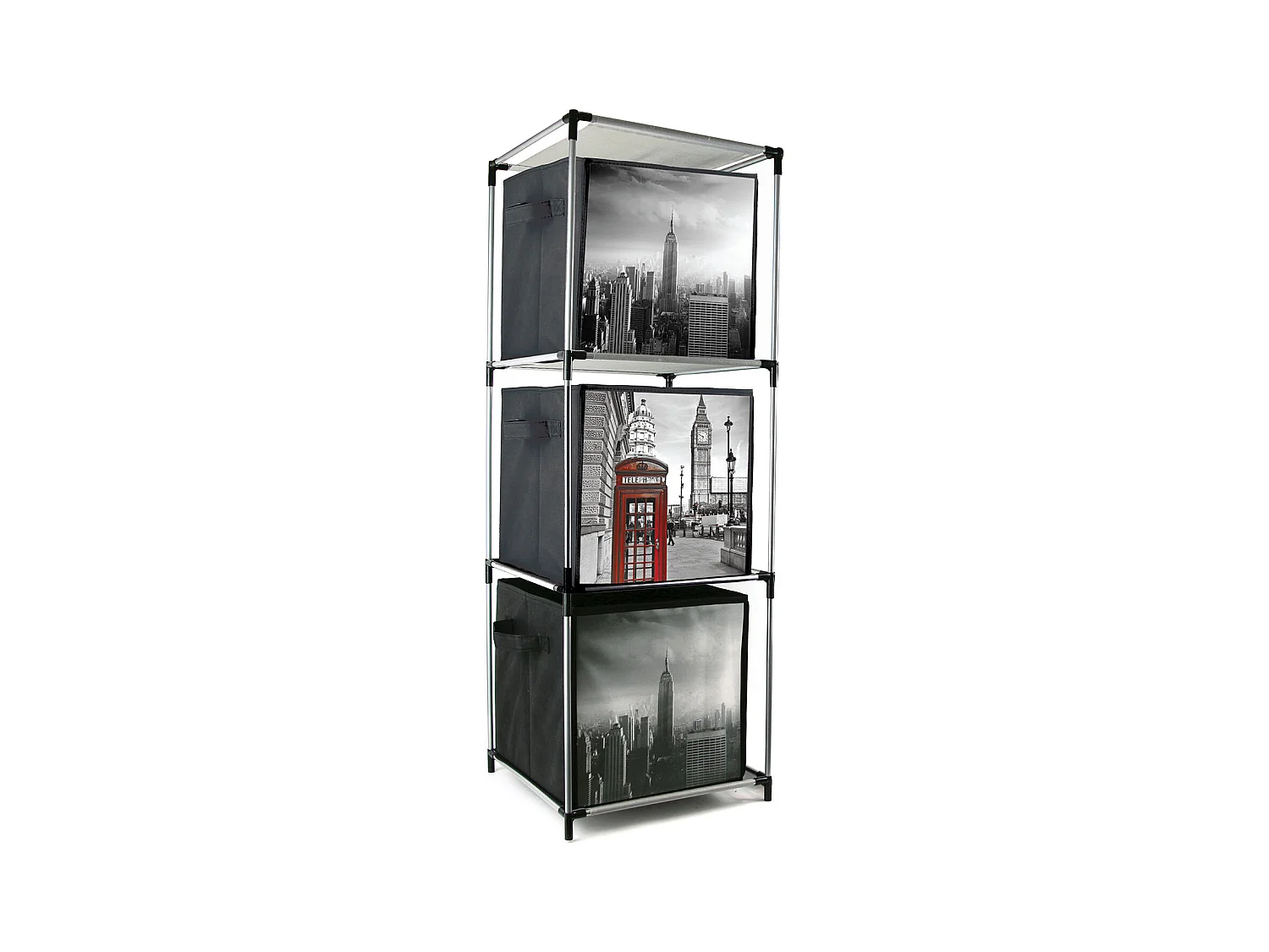 Etagere 3 Casiers Gris, Noir