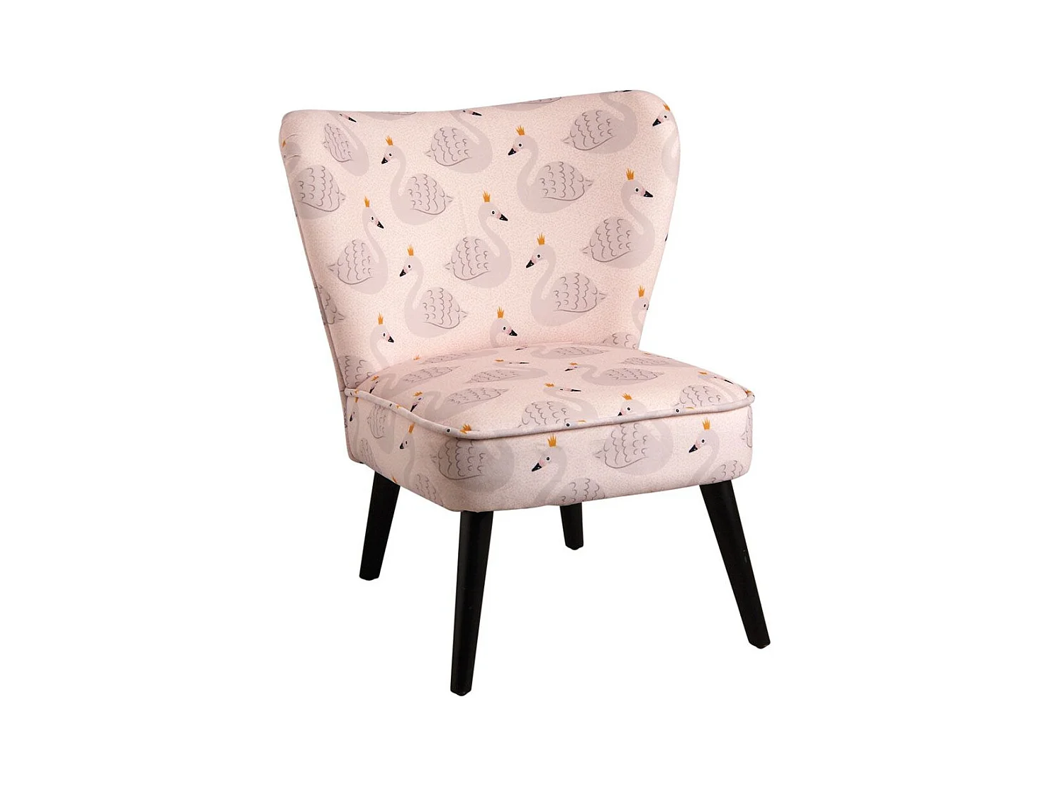 Fauteuil enfant en coton et bois Cygne rose