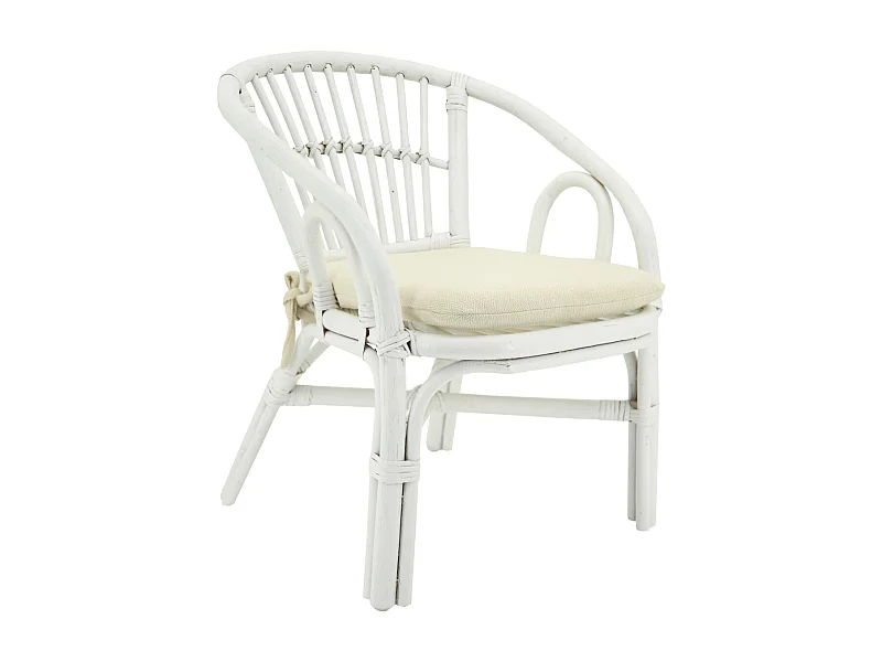 Fauteuil enfant en rotin laqué blanc Putih