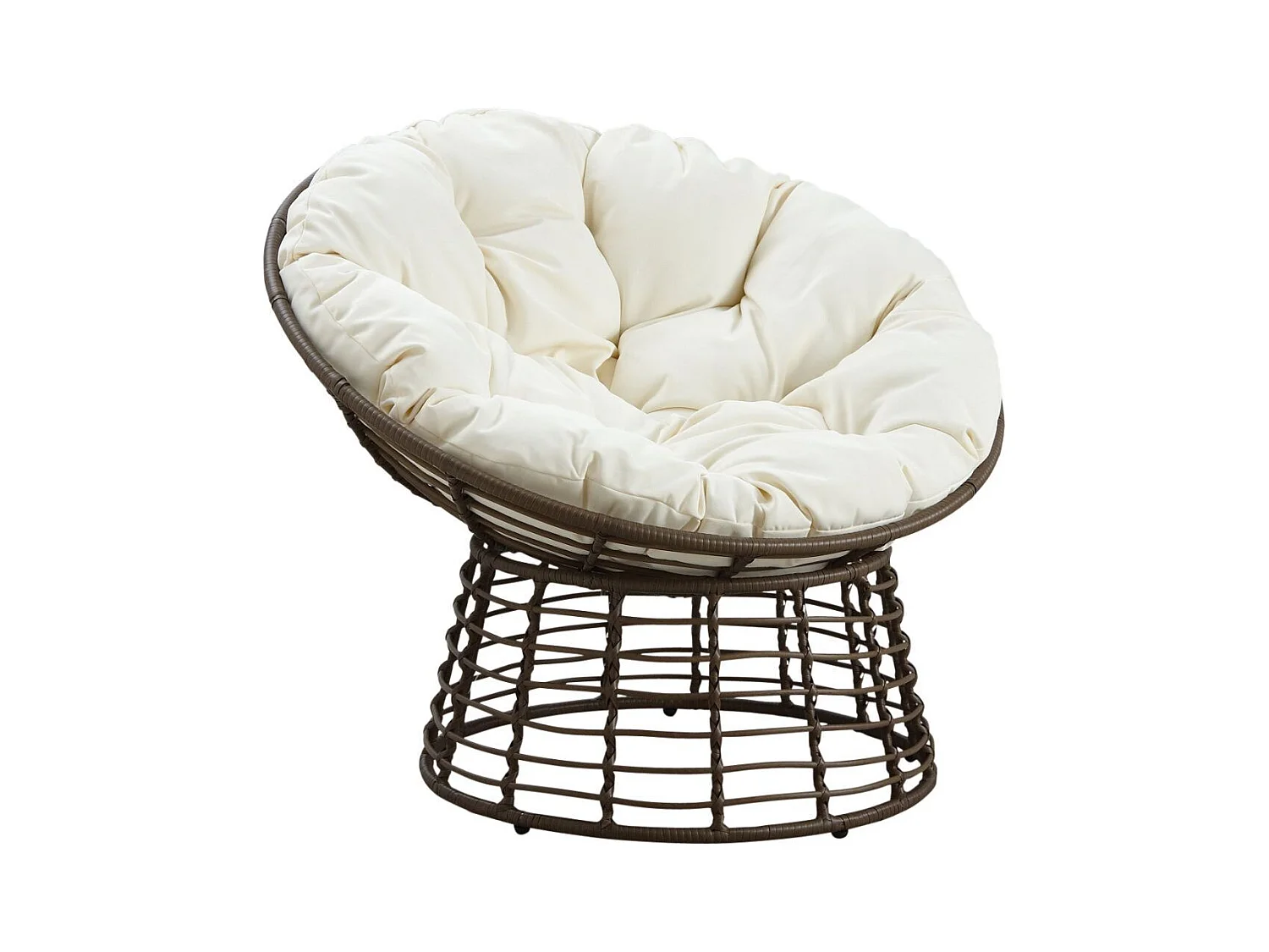 Fauteuil Papasan en polyrésine et acier Ecru & Chocolat