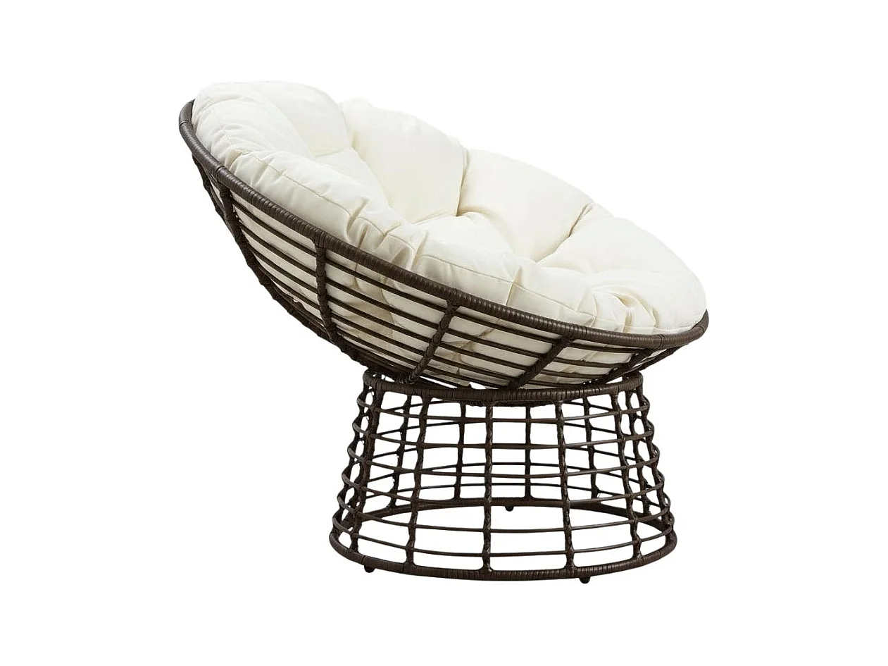 Fauteuil Papasan en polyrésine et acier Ecru & Chocolat