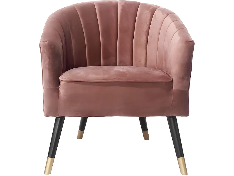 Fauteuil en velours  pieds en bois bicolores Royal Mauve