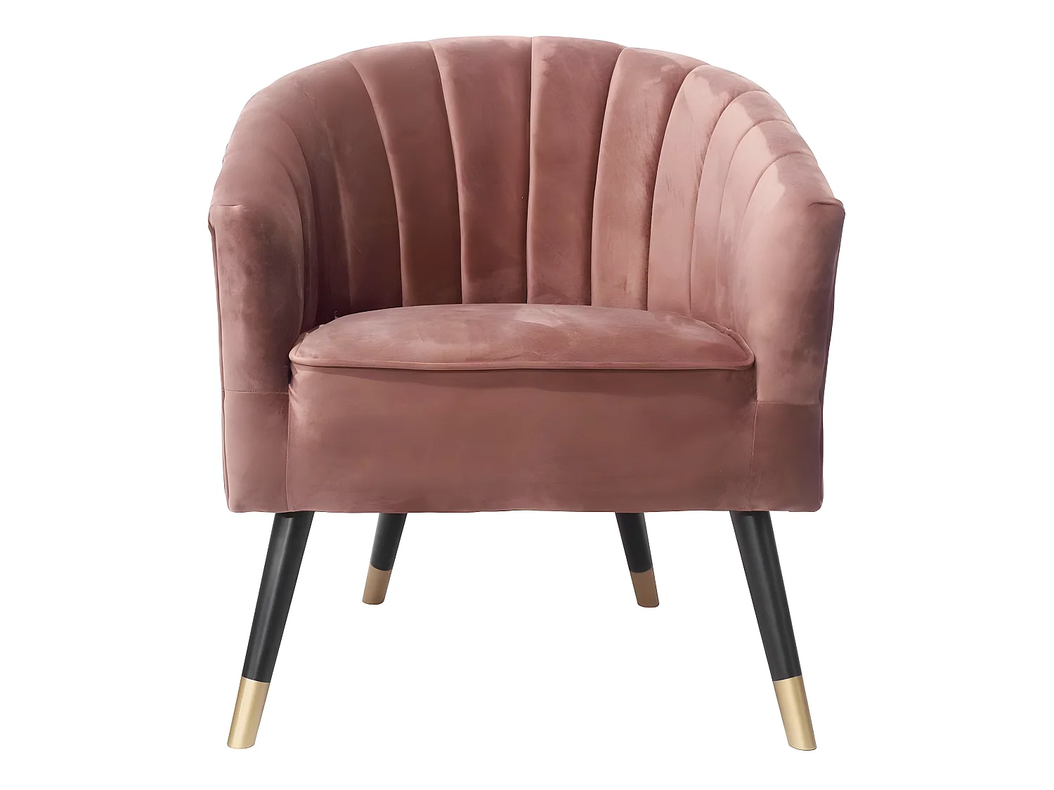 Fauteuil en velours  pieds en bois bicolores Royal Mauve