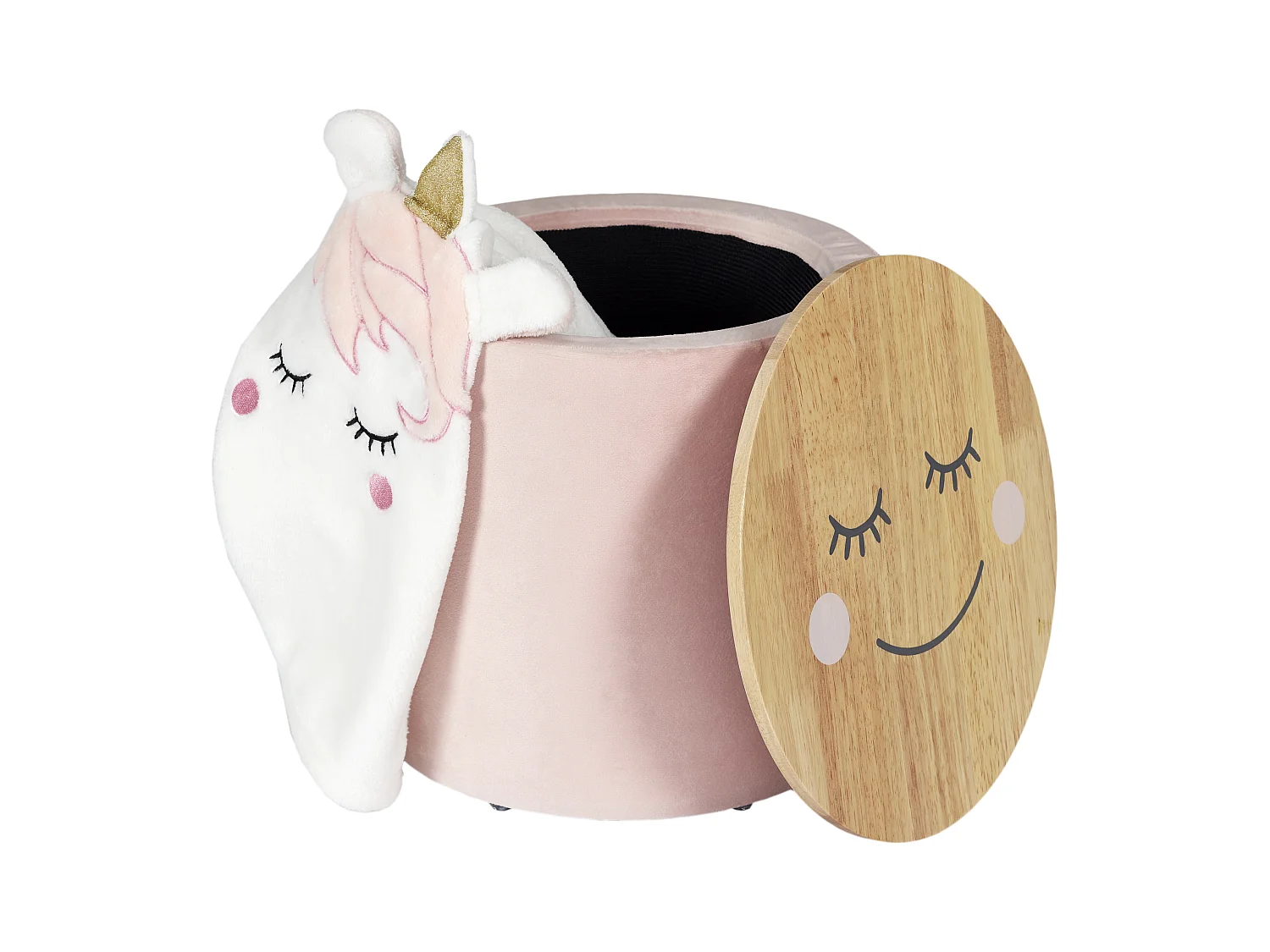 Pouf Rangement Enfant Moon Rose