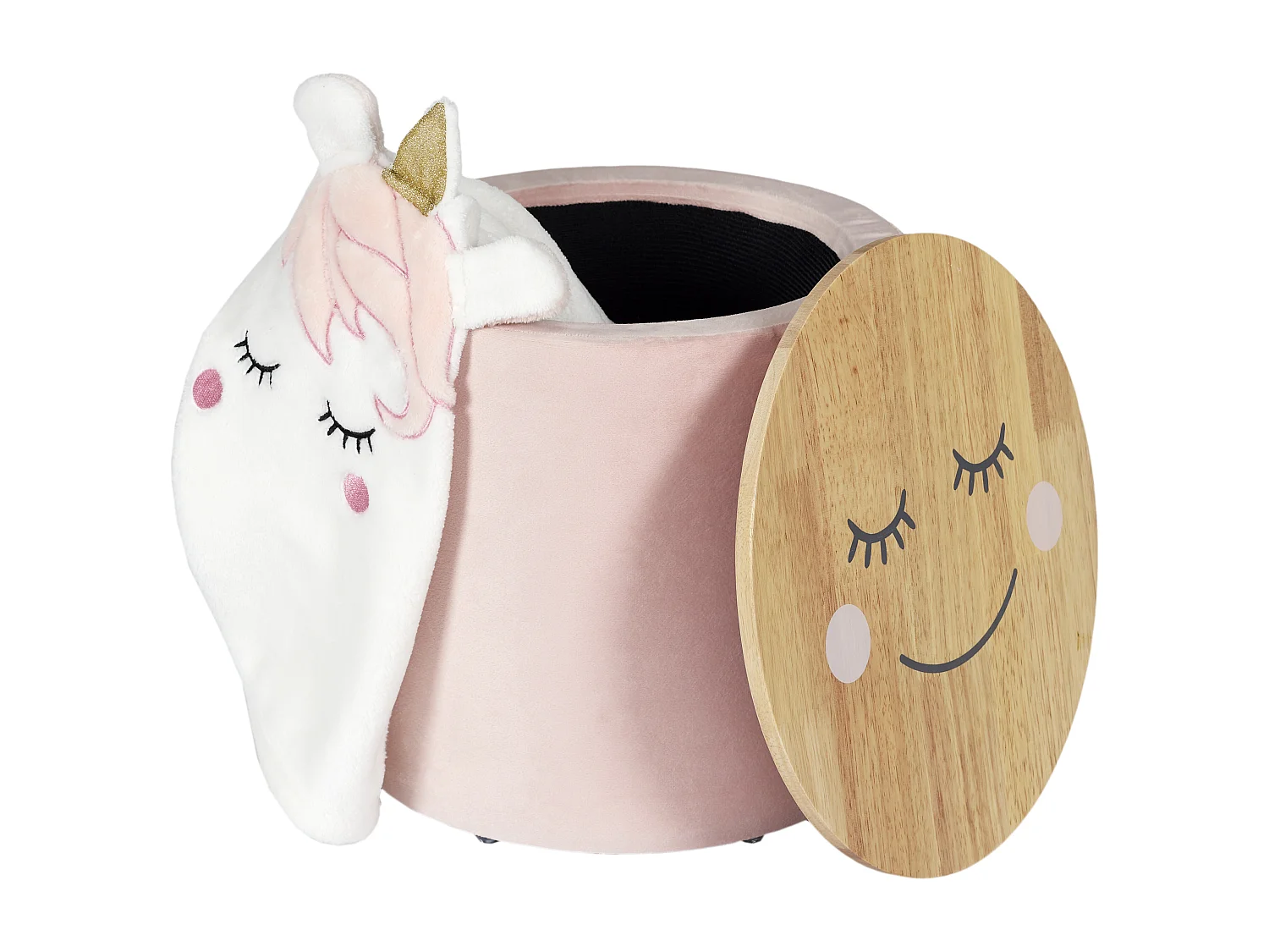 Pouf Rangement Enfant Moon Rose
