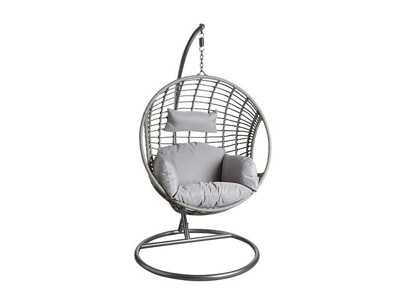 Fauteuil oeuf gris en polyrésine sur pied Lawang