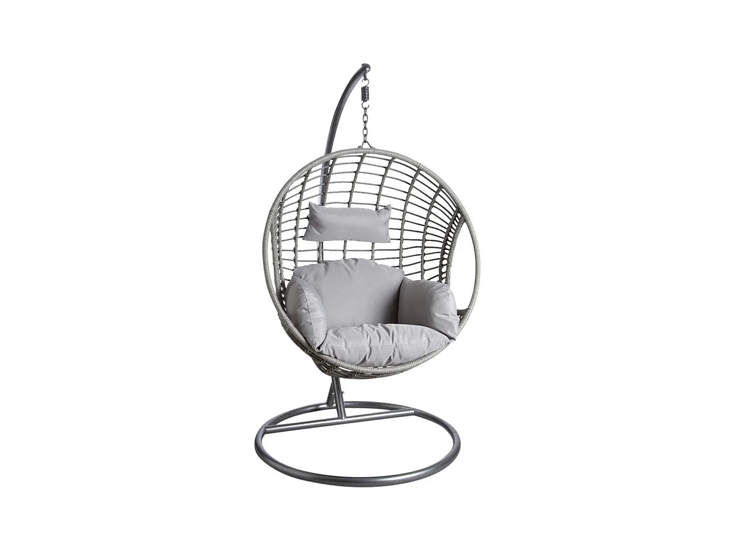 Fauteuil oeuf gris en polyrésine sur pied Lawang