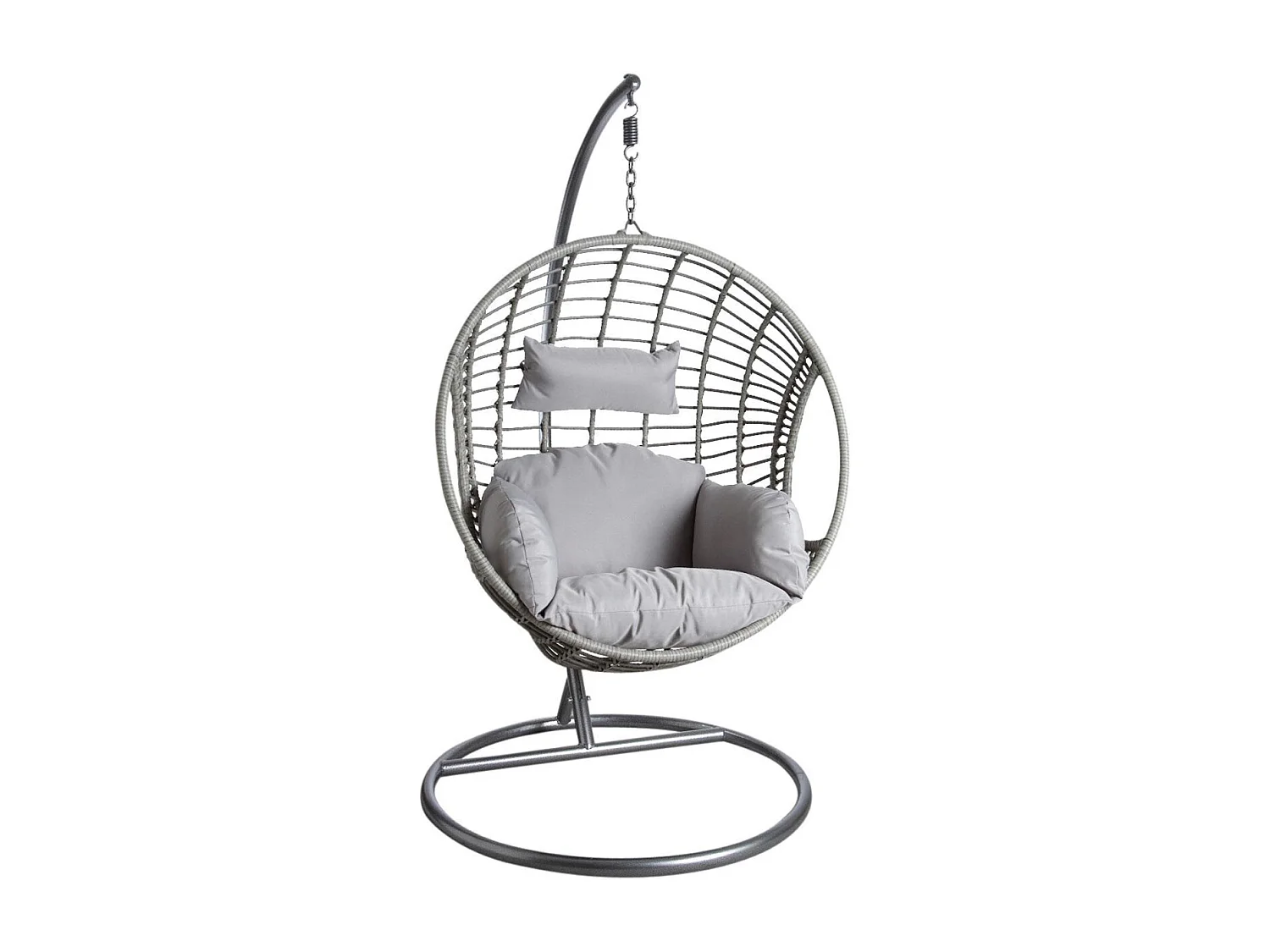 Fauteuil oeuf gris en polyrésine sur pied Lawang