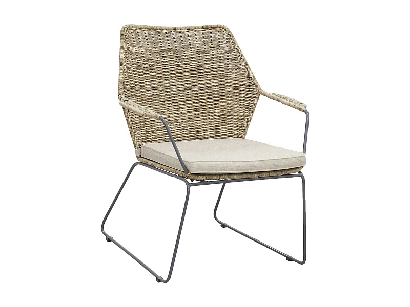 Fauteuil en poelet gris et métal