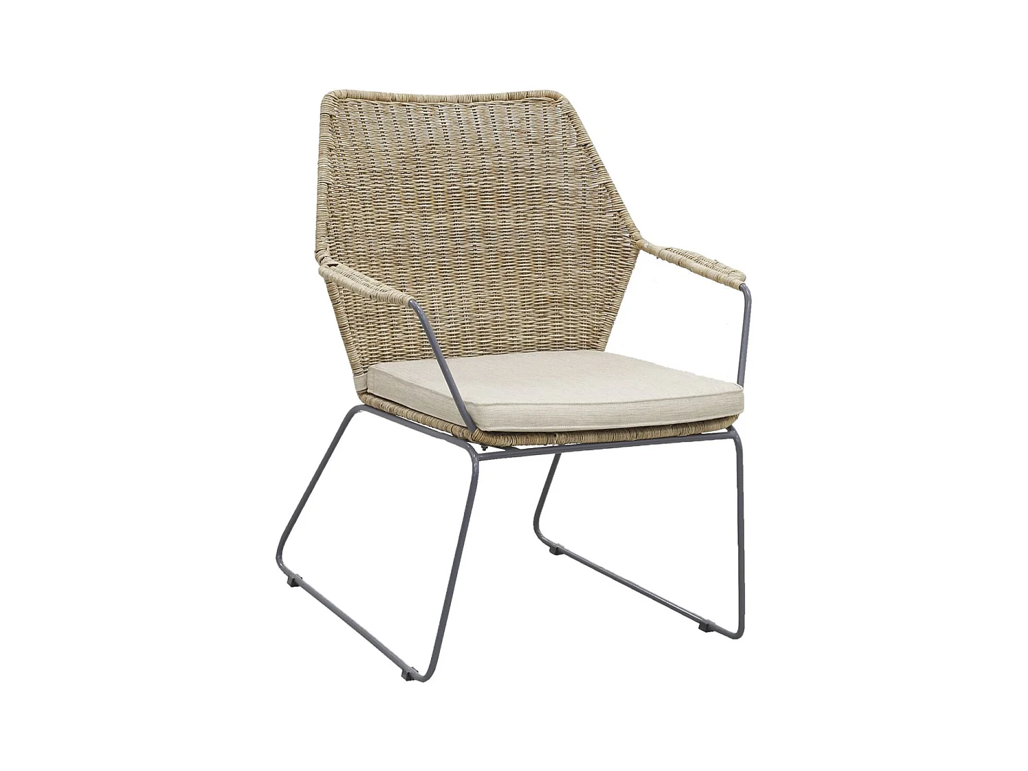 Fauteuil en poelet gris et métal