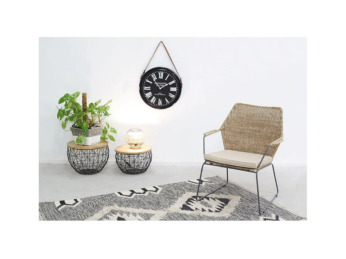 Fauteuil en poelet gris et métal