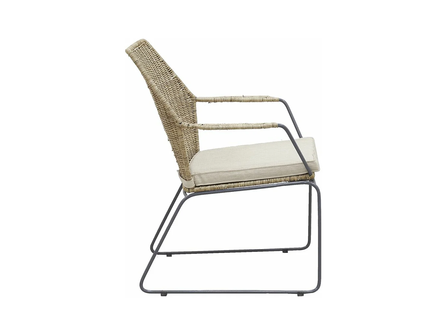 Fauteuil en poelet gris et métal