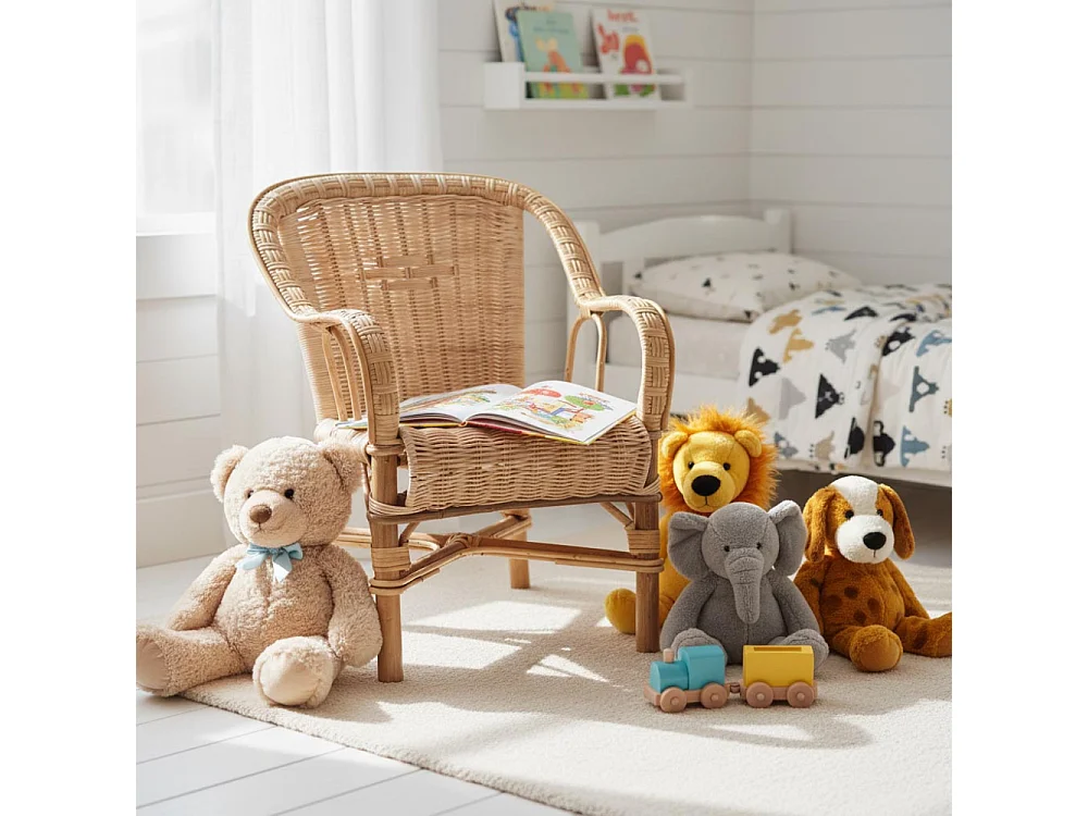 Fauteuil enfant en rotin Loni Naturel