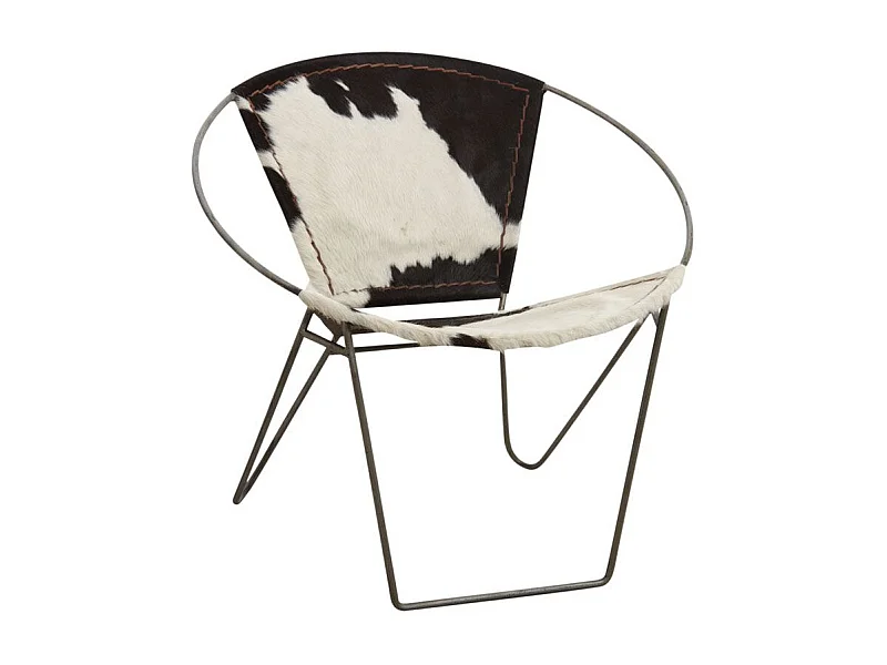 Fauteuil en peau de vache et métal