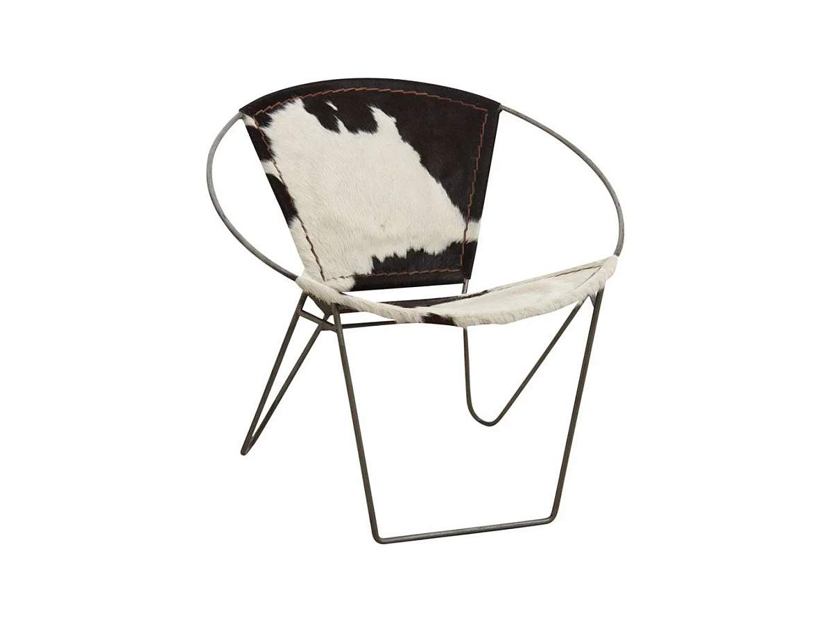 Fauteuil en peau de vache et métal