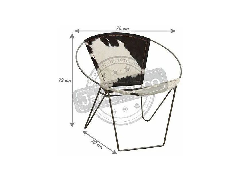 Fauteuil en peau de vache et métal