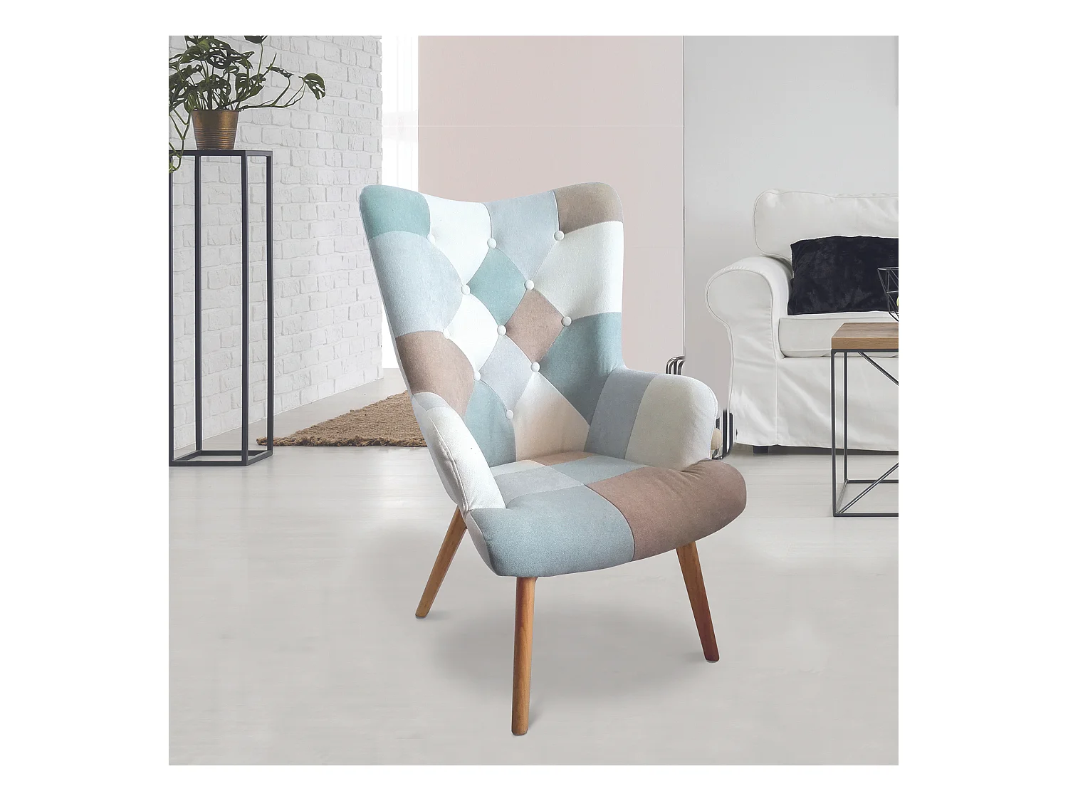 Fauteuil Helsinki Patchwork Bleu Bleu
