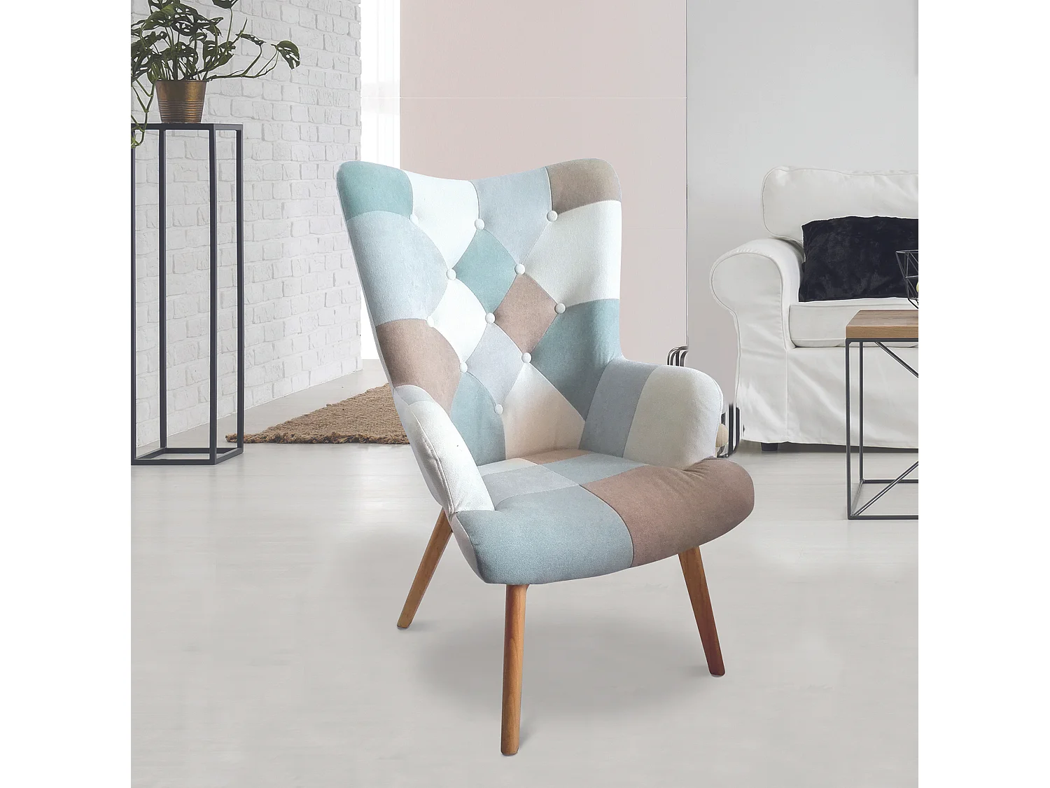 Fauteuil Helsinki Patchwork Bleu Bleu