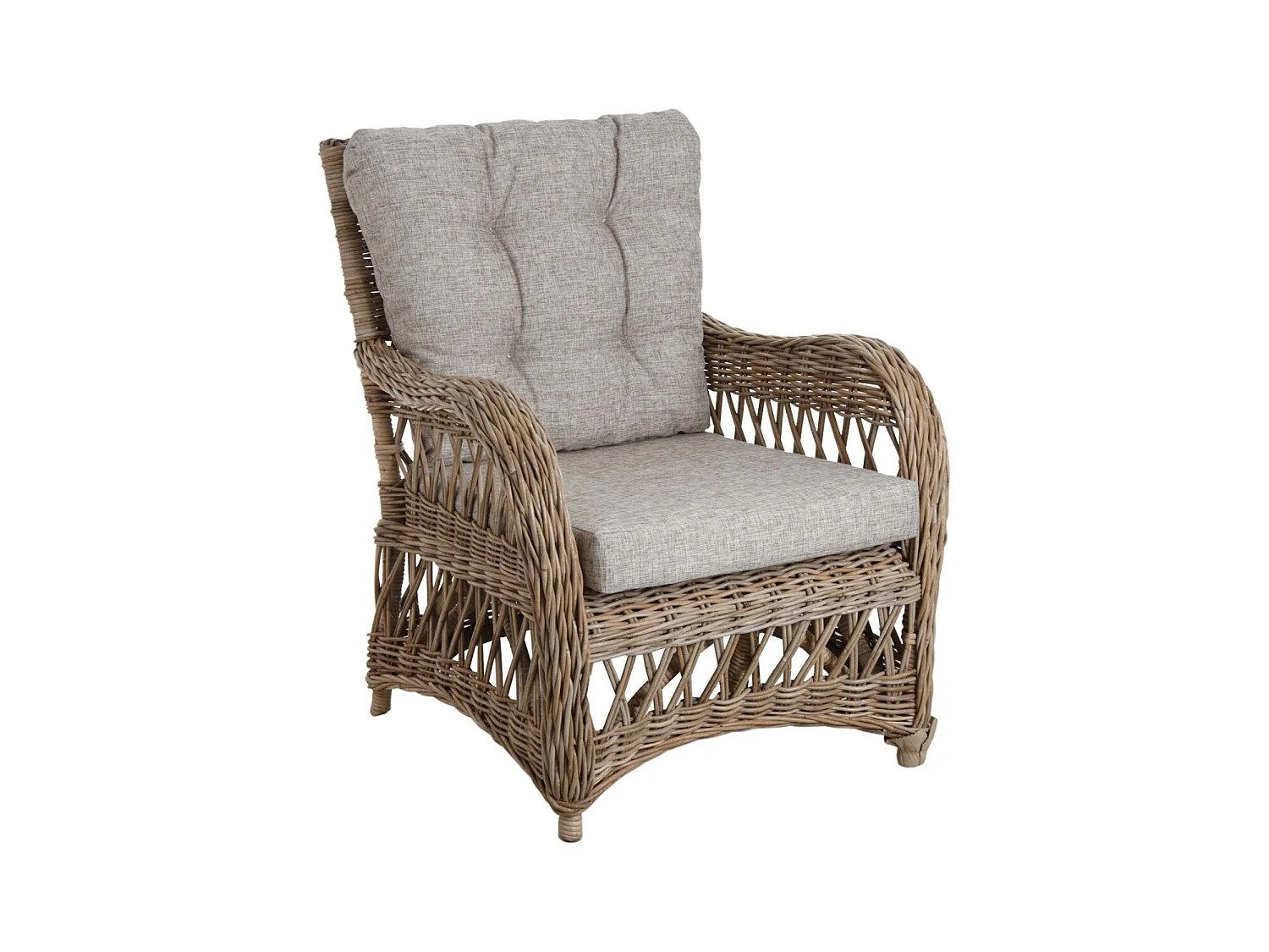 Fauteuil en poelet gris avec coussins Kisaran