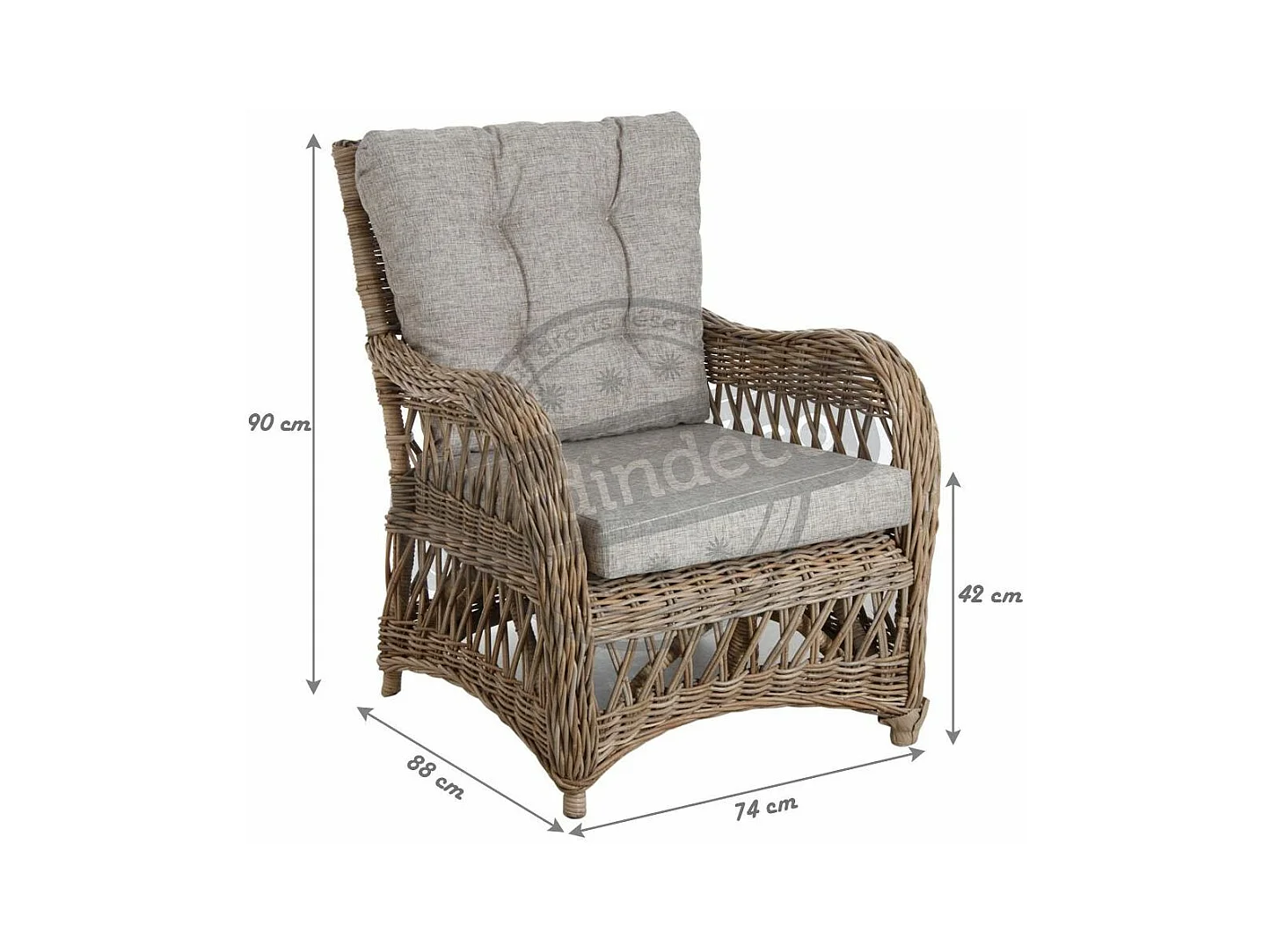 Fauteuil en poelet gris avec coussins Kisaran