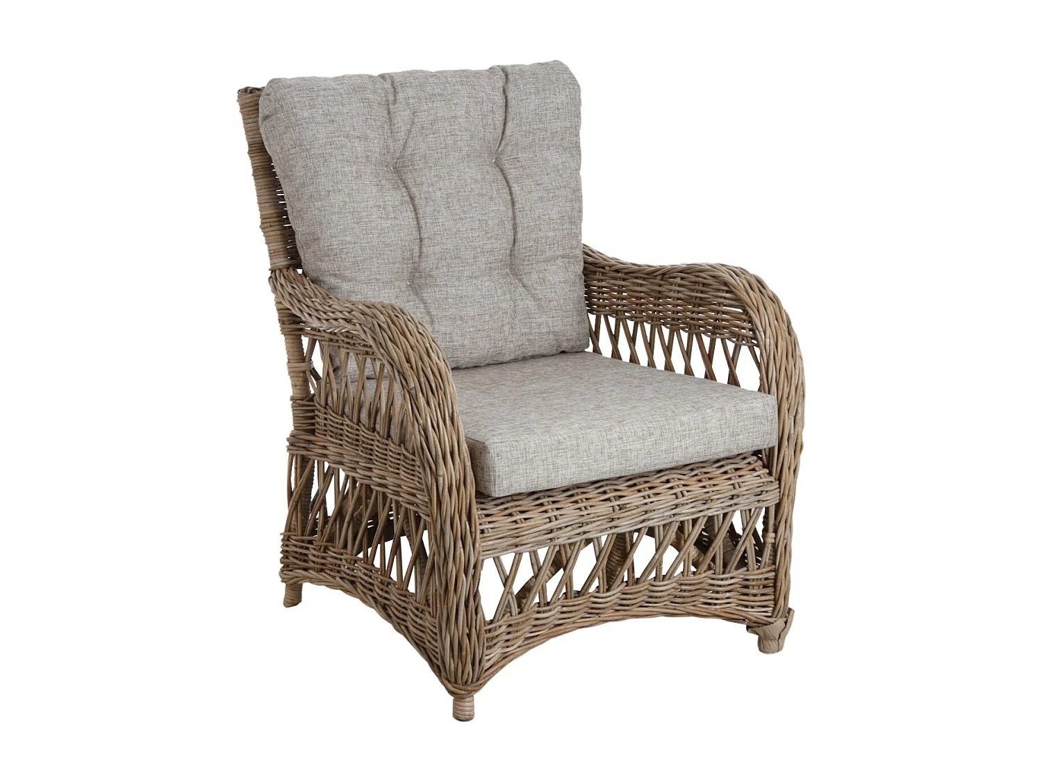 Fauteuil en poelet gris avec coussins Kisaran