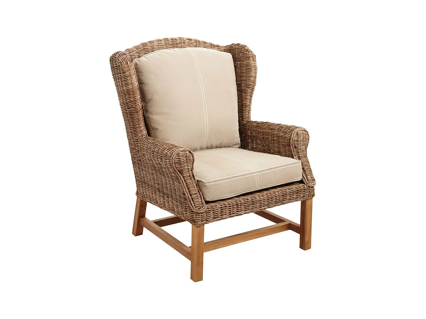 Fauteuil en poelet gris et teck Pati