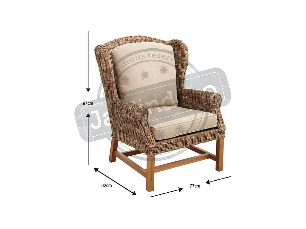 Fauteuil en poelet gris et teck Pati