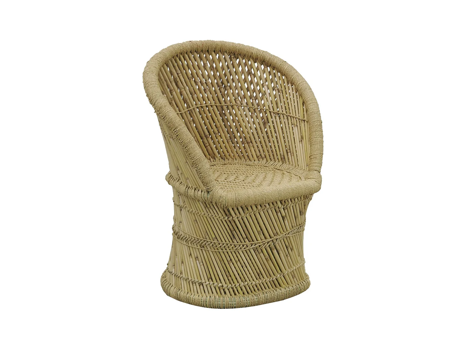 Runder Sessel aus ungefärbtem Schilf