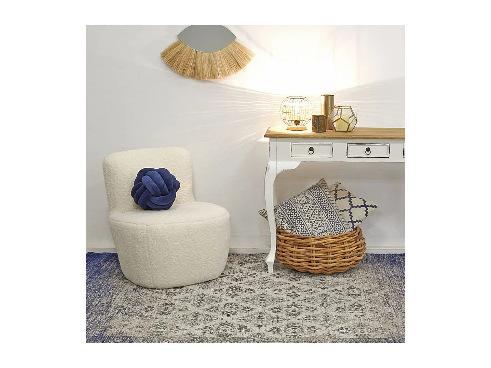 Fauteuil pouf en polyester et bois Nuage