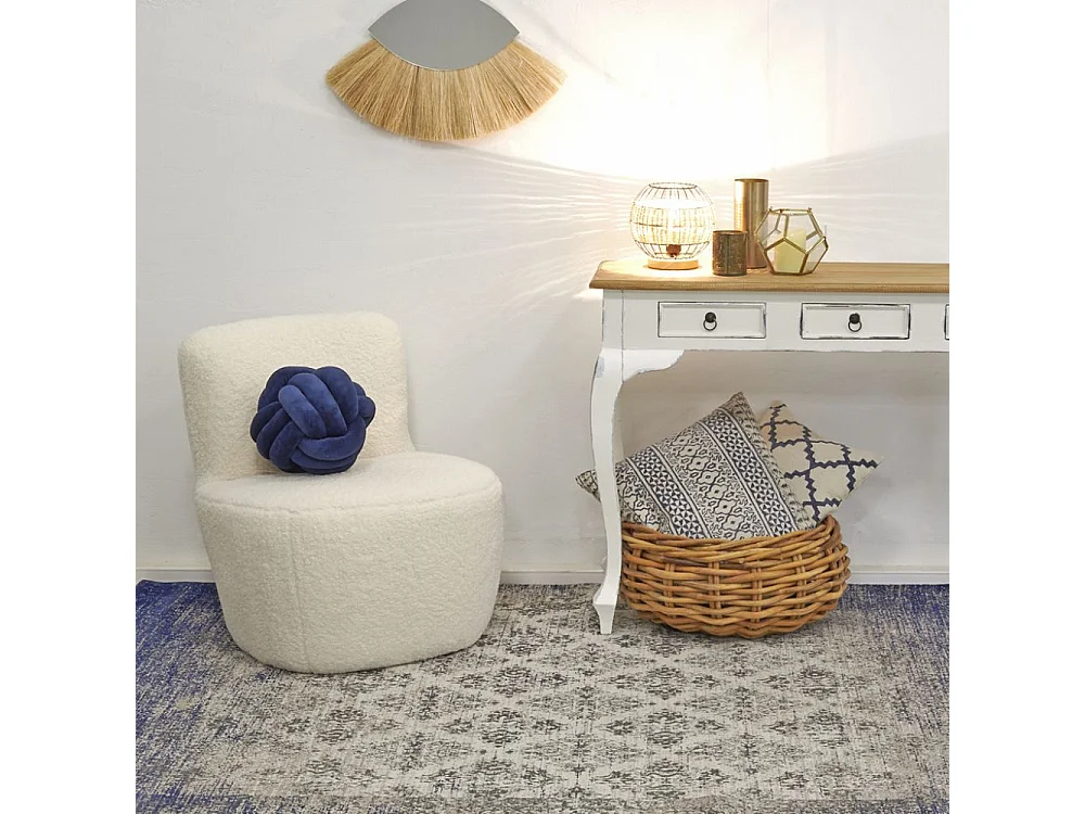 Fauteuil pouf en polyester et bois Nuage